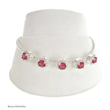 PULSERA 5 ZIRCONIAS CON CONTORNO - PLATA .925 - GUINDA