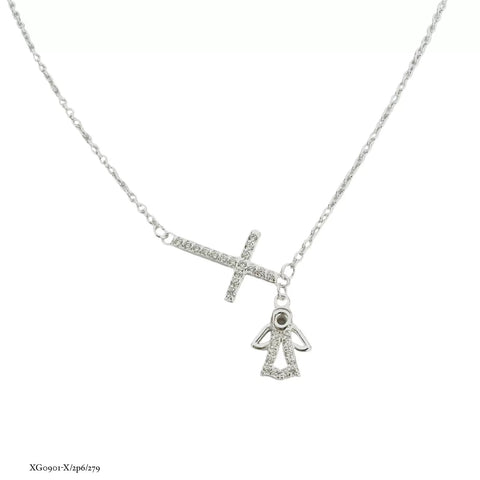 GARGANTILLA CRUZ CON ANGEL - PLATA .925