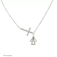 GARGANTILLA CRUZ CON ANGEL - PLATA .925