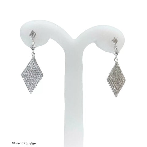 ARETE ELEGANTE DE FIESTA FORMA DE ROMBO -  PLATA .925