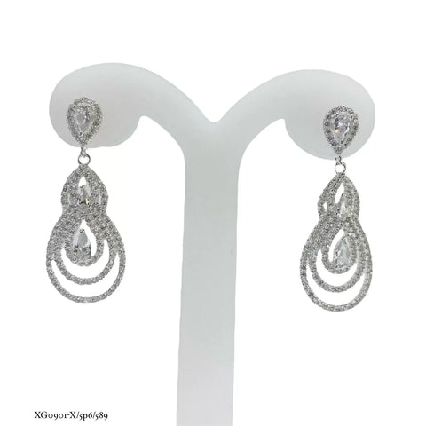 ARETE ELEGANTE DE FIESTA GOTA DOBLE -  PLATA .925