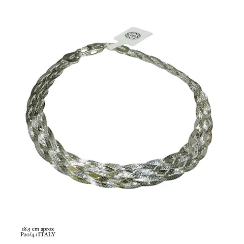 PULSERA TRENZA DOBLE  - PLATA .925