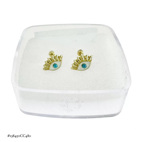 BROQUEL OJO CON PESTAÑAS ESMALTADO MED.  - ORO 10K