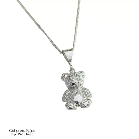 CADENA CON DIJE OSO OVAL - PLATA .925