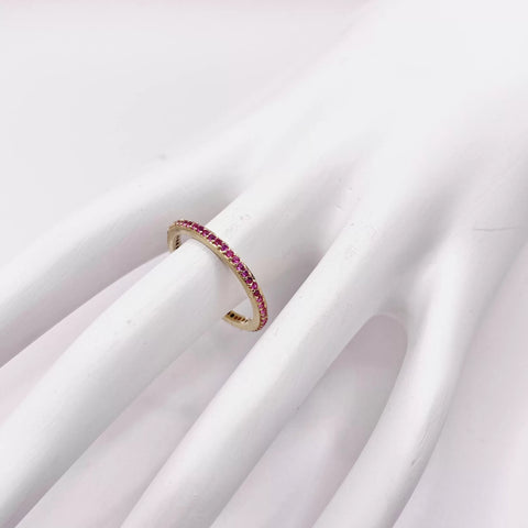 ANILLO CHURUMBELA COMPLETA CON ZIRCONIAS GUINDA - ORO 10K