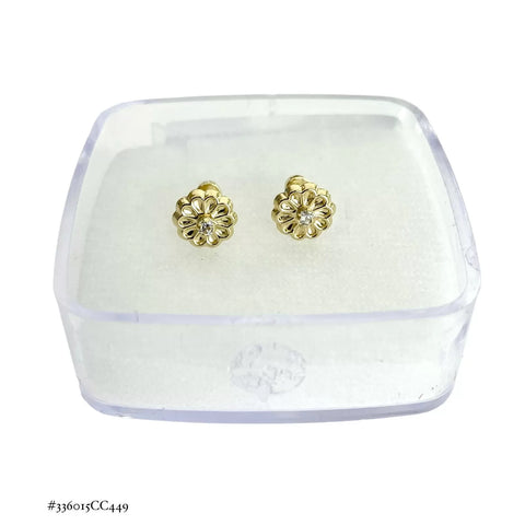 BROQUEL FLOR MARGARITA ZIRCONIA CENTRAL - ORO 10K