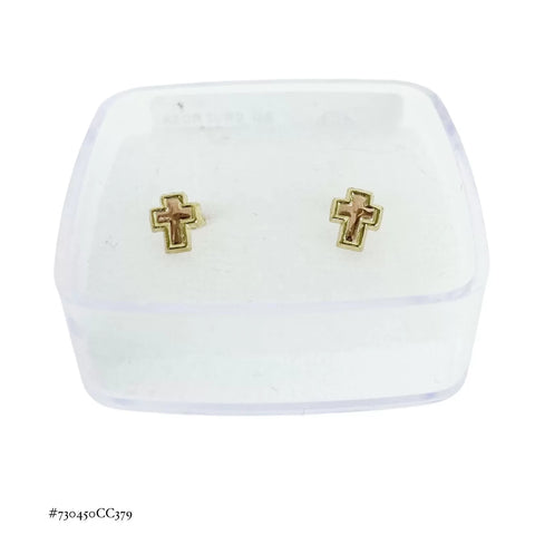 BROQUEL CRUZ BI COLOR CENTRO ORO ROSA - ORO 10K