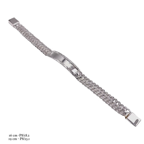 ESCLAVA CON PLACA BISELADA RECTANGULAR - PLATA .925