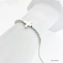 PULSERA BOLAS CON CRUZ TRANSVERSAL - PLATA .925