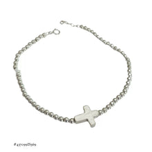 PULSERA BOLAS CON CRUZ TRANSVERSAL - PLATA .925