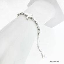 PULSERA BOLAS CON CRUZ TRANSVERSAL - PLATA .925