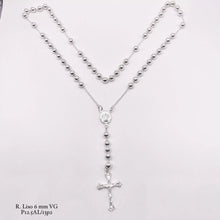 ROSARIO BOLA LISA 6 MM LIGERA - VIRGEN GUADALUPE - PLATA .925