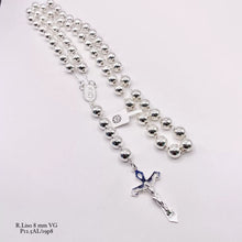 ROSARIO BOLA LISA 8 MM LIGERA - VIRGEN GUADALUPE - PLATA .925