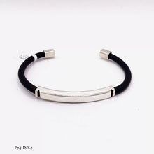 BRAZALETE CAUCHO PLACA DELGADA - PLATA .925