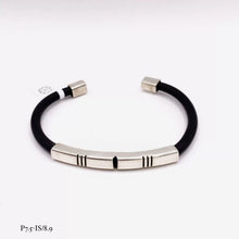 BRAZALETE CAUCHO PLACA DELGADA - PLATA .925