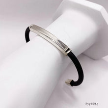 BRAZALETE CAUCHO PLACA DELGADA - PLATA .925