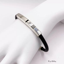 BRAZALETE CAUCHO PLACA DELGADA - PLATA .925
