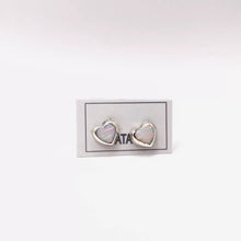 ARETE BROQUEL CORAZÓN ÓPALO - PLATA .925