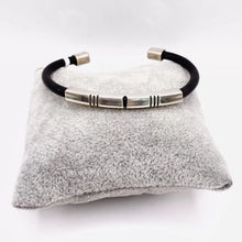BRAZALETE CAUCHO PLACA DELGADA - PLATA .925