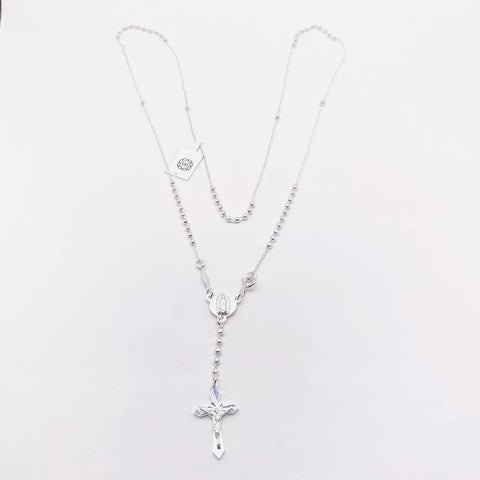 ROSARIO BOLA LISA 2MM - VIRGEN GUADALUPE - PLATA .925