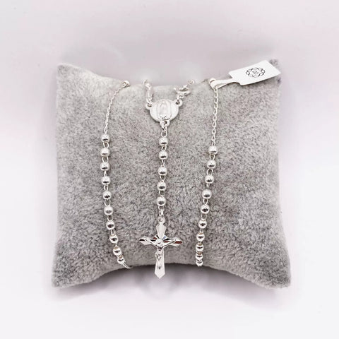 ROSARIO BOLA LISA 3MM - VIRGEN GUADALUPE - PLATA .925