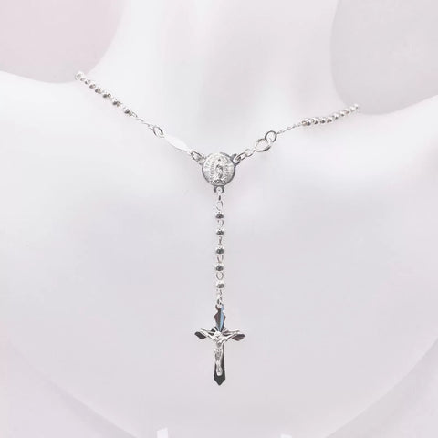 ROSARIO BOLA LISA 3MM - VIRGEN GUADALUPE - PLATA .925