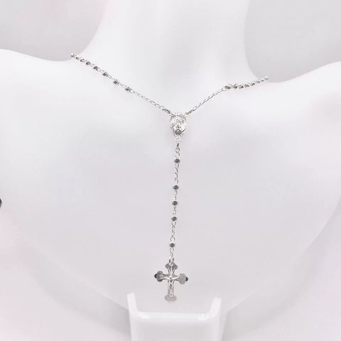 ROSARIO BOLA LISA 3MM - VIRGEN GUADALUPE OVAL - PLATA .925