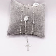 ROSARIO BOLA LISA 3MM - VIRGEN GUADALUPE OVAL - PLATA .925