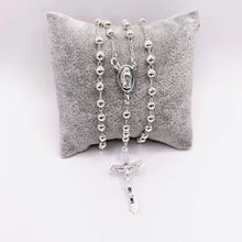 ROSARIO BOLA LISA 4.5 MM LIGERA - VIRGEN GUADALUPE - PLATA .925