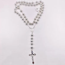 ROSARIO BOLA LISA 8 MM LIGERA - VIRGEN GUADALUPE - PLATA .925