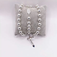 ROSARIO BOLA LISA 8 MM LIGERA - VIRGEN GUADALUPE - PLATA .925