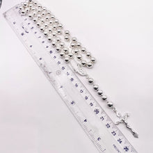 ROSARIO BOLA LISA 8 MM LIGERA - VIRGEN GUADALUPE - PLATA .925