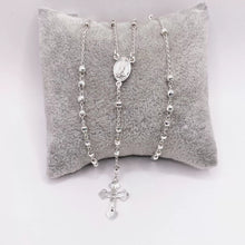 ROSARIO BOLA FACETADA 3 MM - VIRGEN DE GUADALUPE OVAL - PLATA .925