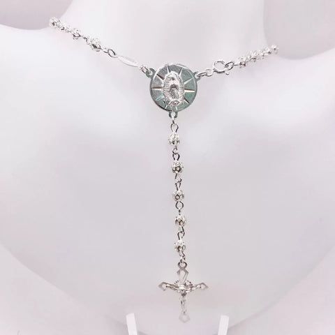 ROSARIO BOLA CALADA 4 MM - VIRGEN DE GUADALUPE - PLATA .925