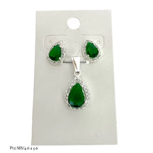 SET / JUEGO GOTA ZIRCONIA CON CONTORNO - PLATA .925