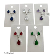 SET / JUEGO GOTA ZIRCONIA CON CONTORNO - PLATA .925