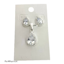 SET / JUEGO GOTA ZIRCONIA CON CONTORNO - PLATA .925