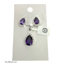 SET / JUEGO GOTA ZIRCONIA CON CONTORNO - PLATA .925