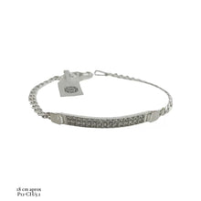 PULSERA ESCLAVA CON PLACA MULTI ZIRCONIA - PLATA .925