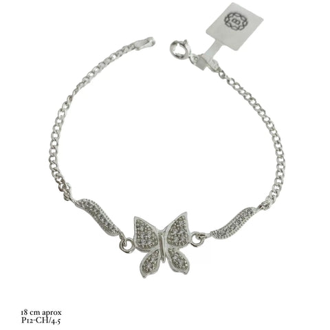 PULSERA MARIPOSA CON VIÑETAS LATERALES - PLATA .925