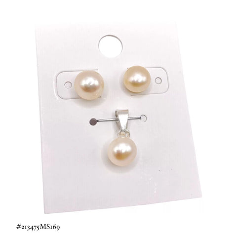 SET / JUEGO DE PERLA CULTIVADA MEDIANO - PLATA .925