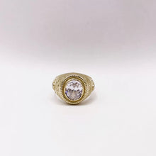 ANILLO ZIRCONIA OVAL CON MARGEN SOGA - ORO 10K