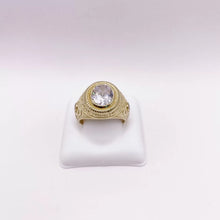 ANILLO ZIRCONIA OVAL CON MARGEN SOGA - ORO 10K