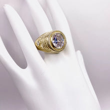 ANILLO ZIRCONIA OVAL CON MARGEN SOGA - ORO 10K