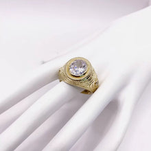 ANILLO ZIRCONIA OVAL CON MARGEN SOGA - ORO 10K