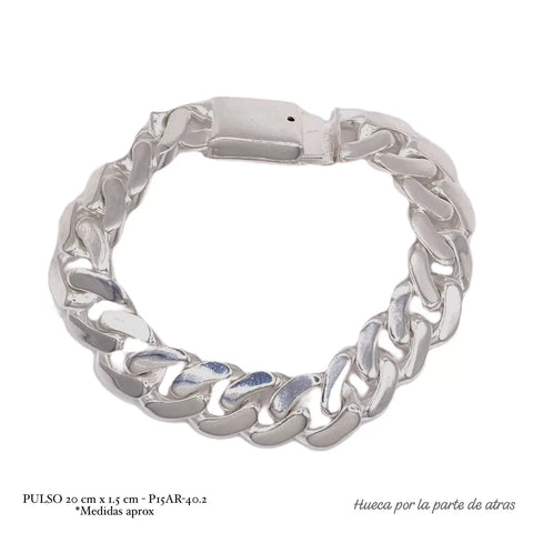 PULSO BARBADO 20 CM - 1.5 CM - PLATA .925
