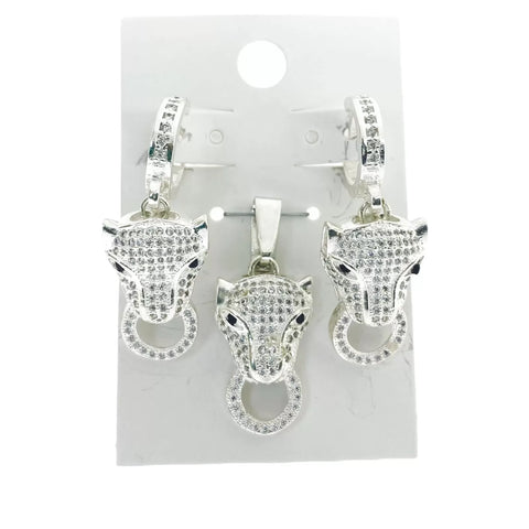 SET / JUEGO PANTERA CON ZIRCONIA - PLATA .925