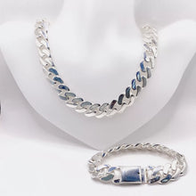 SET DE CADENA Y PULSO BARBADO - PLATA .925