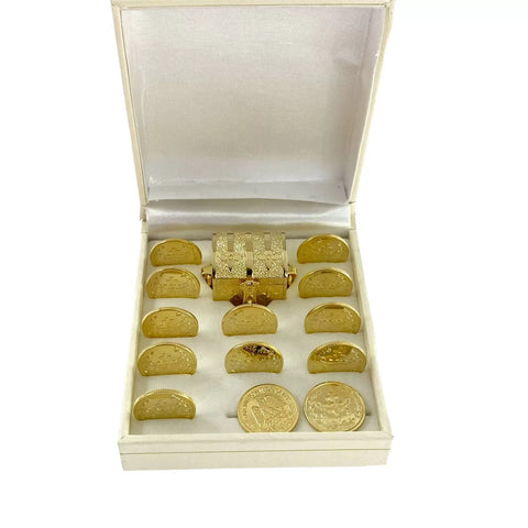 SET DE ARRAS PARA BODA - CHICO - CRUZ CON LAZO - BAÑO DE ORO