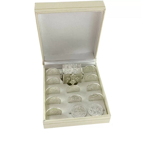 SET DE ARRAS PARA BODA - CHICO - CRUZ CON LAZO - BAÑO DE PLATA